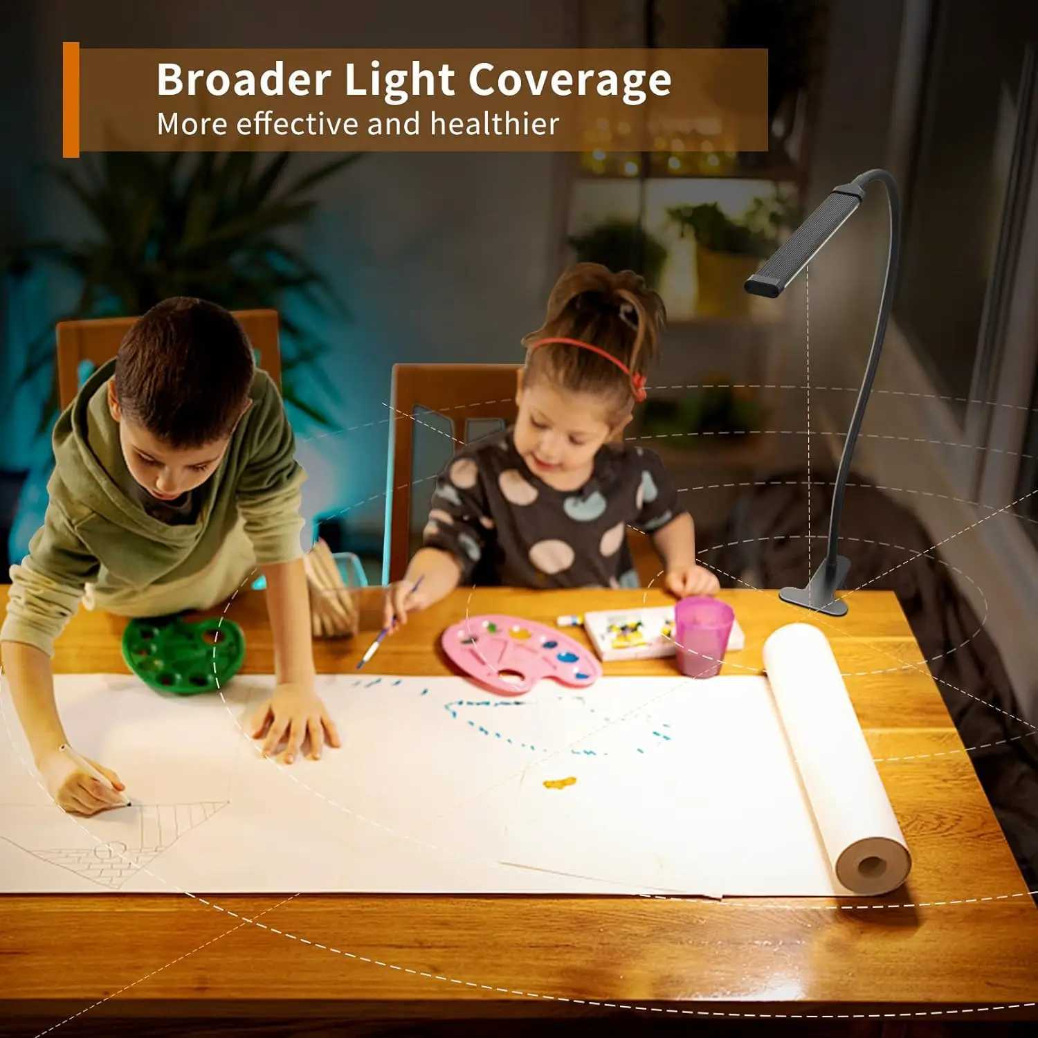 LED Desk Lamp with Clamp Adjustable 3 Color Modes 10 Brightness Level Table Lamp USB Eye Caring Flexible Gooseneck Desk Light M251114