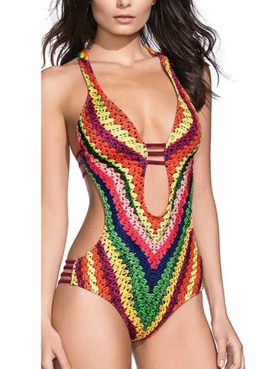 Sexy Printed V Neck Monokini Cross Backless Women Swimwear One Piece Swimsuit Female High Cut Bathing Suit Swim Beach Wear LadyW251113