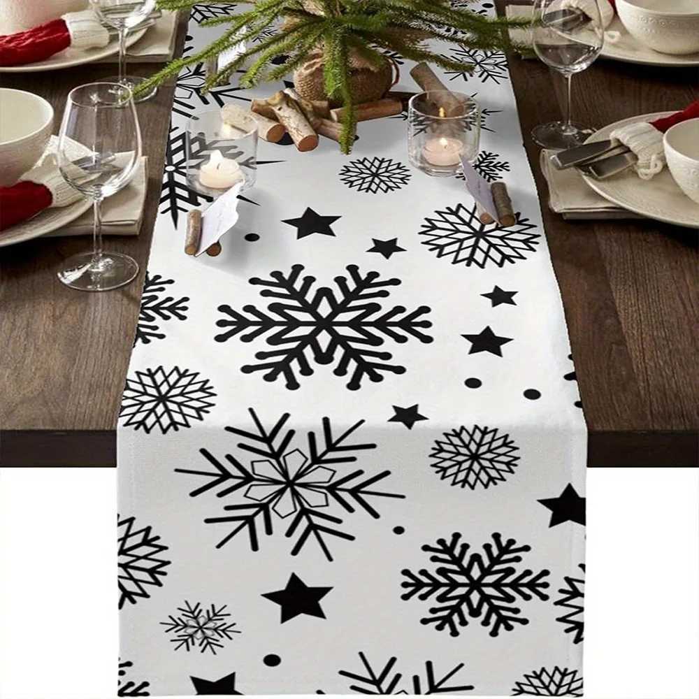Christmas VIKAMA Merry Christmas Table Runner Snowflake Party Restaurant Kitchen Dining Table Ornament Accessories Decor Y251113