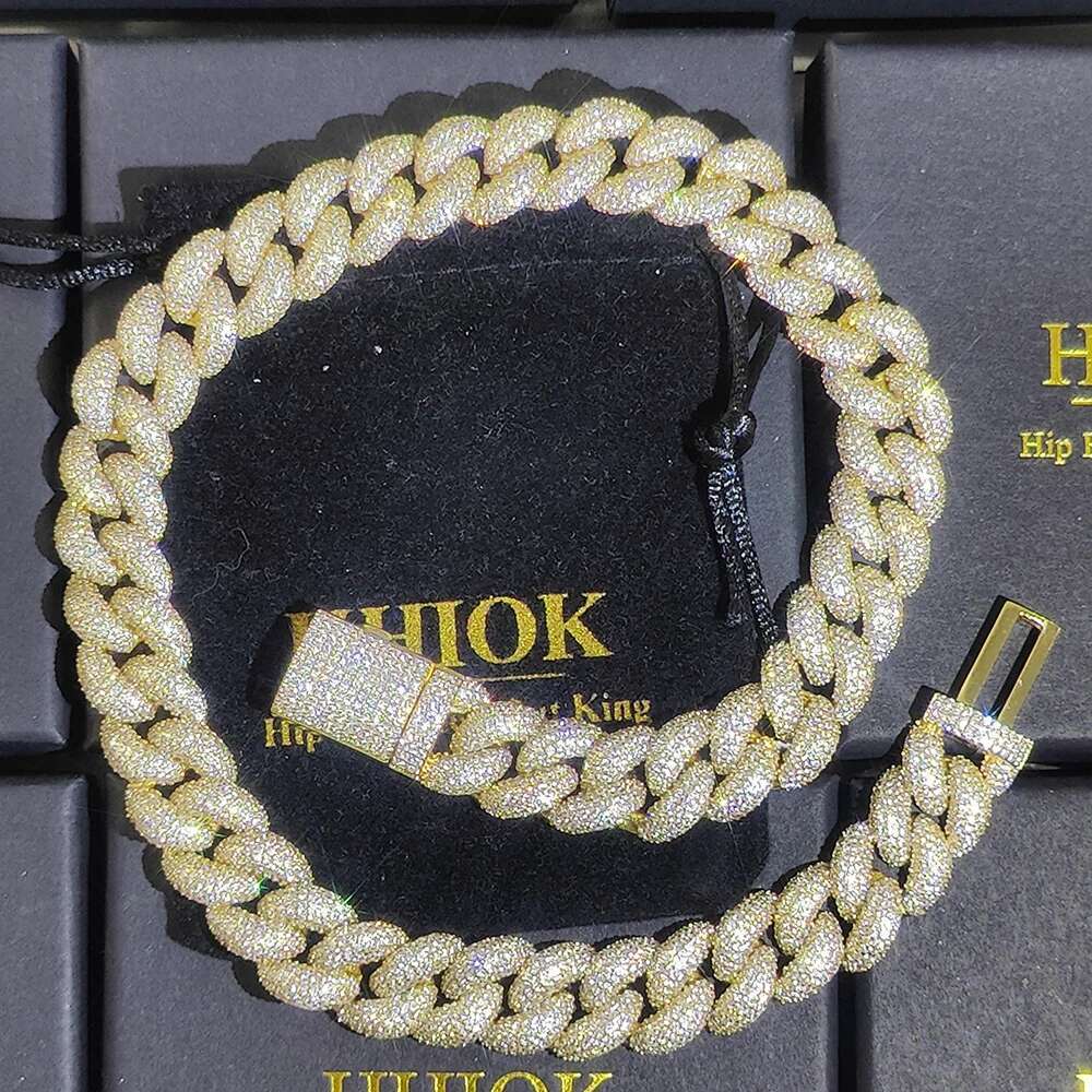 14mm Width Full Paved Cubic Zirconia CZ Iced Out Bling Cool Men Boy Hip Hop 18k Gold Plating Miami Cuban Chain Necklace