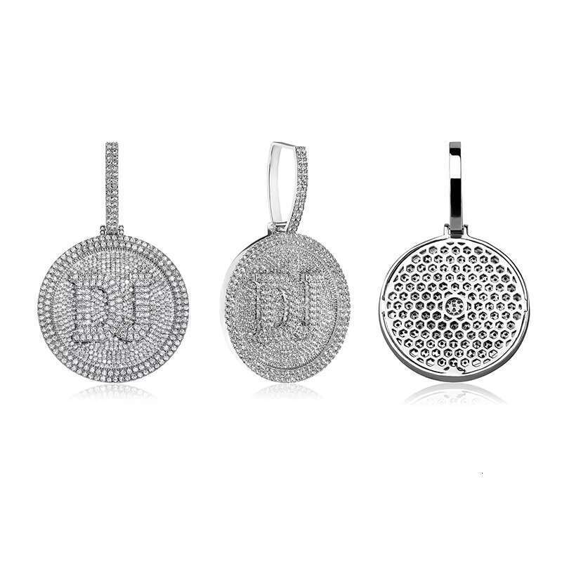 Hip hop gold-plated chilled zircon silica name double letter necklace pendant