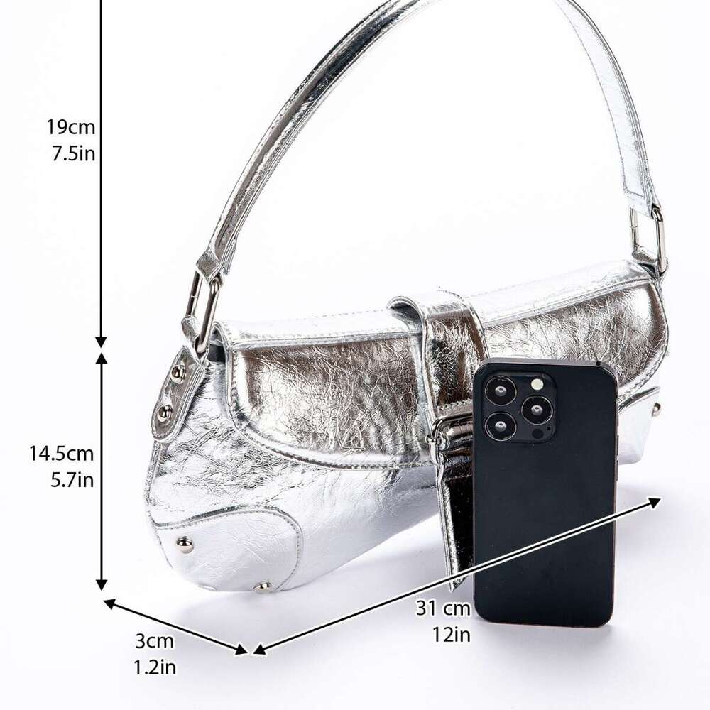 Amazon Hot-Selling Metallic Y2K Underarm Bag Irregular Handbag