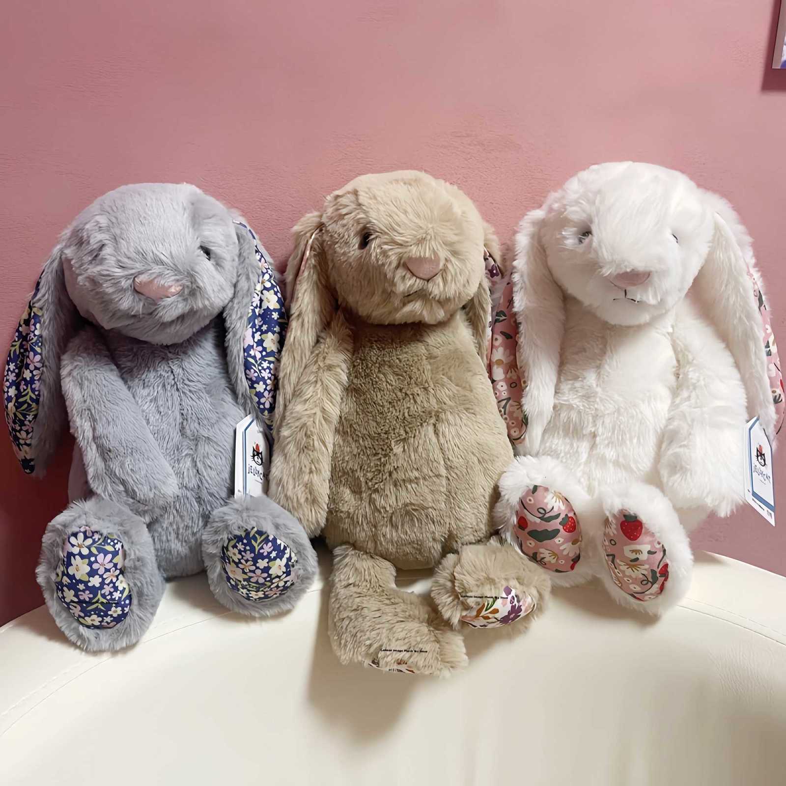 Rabbit Plushies Bonnie Rabbit Floral Ears Plush Toys Rabbit Stuffed Dolls Kawaii Room Decor Toy Soft Sofa Cushion Kids Gift Y251114
