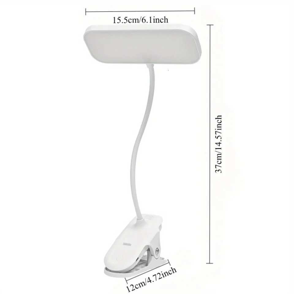LED Portable Clip Table Lamp USB Rechargeable Clip Desk Lamp Bed Reading Night Light Touch 3 Dimming Modes Eye Protection Light M251114
