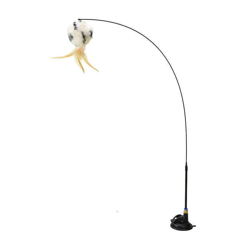Suction Cup Floor-Suction Teaser Wand Cat Toy Self-Entertainment Base Steel Wire New Durable Feather Replacement Head Bite-Resistant cat toy