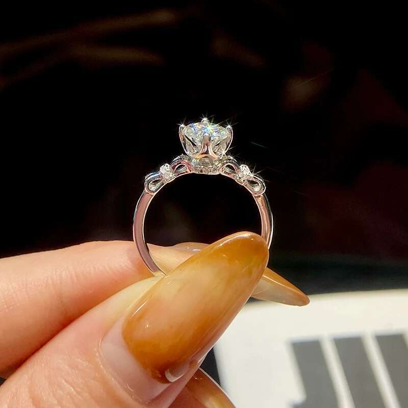 GRA 1CT Real Moissanite Diamond Bowknot Rings for Woman Gift 925 Sterling Silver Wedding Engagement High Quality Fine Jewelry