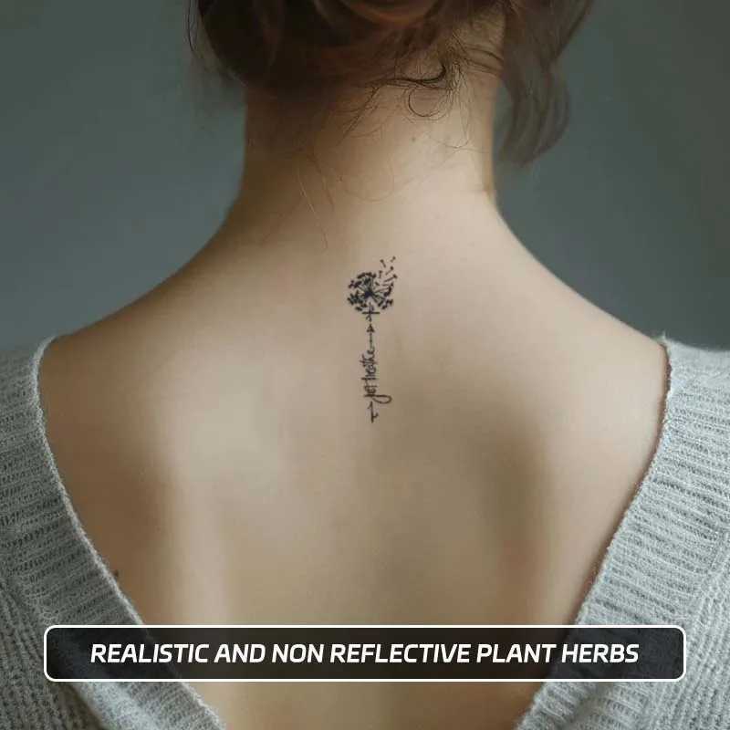 Rose and text waterproof temporary tattoo sticker with dried flowers lasting 1-2 weeks semi permanent fake tattooXJ25414