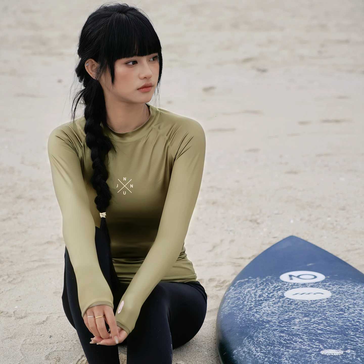 Nu-June Rashguard Women Surf Tops Wear Set Long Sleeve Quick Dry Sportswear Diving Shirts Beach Swimwear for UV ProtectionW251113