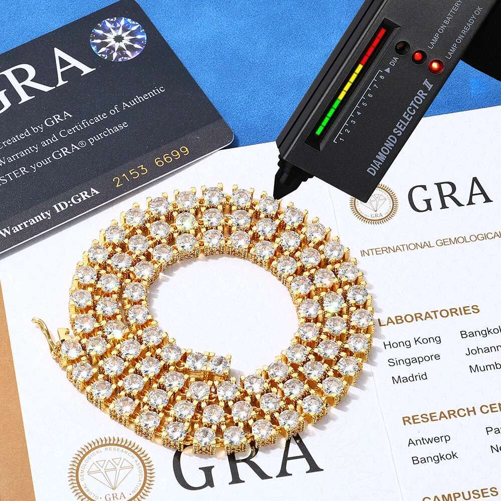 Fine Jewelry Hip Hop 925 Sterling Silver VVS Moissanite Diamond Cluster Tennis Chain Bracelet Necklace for Men Women