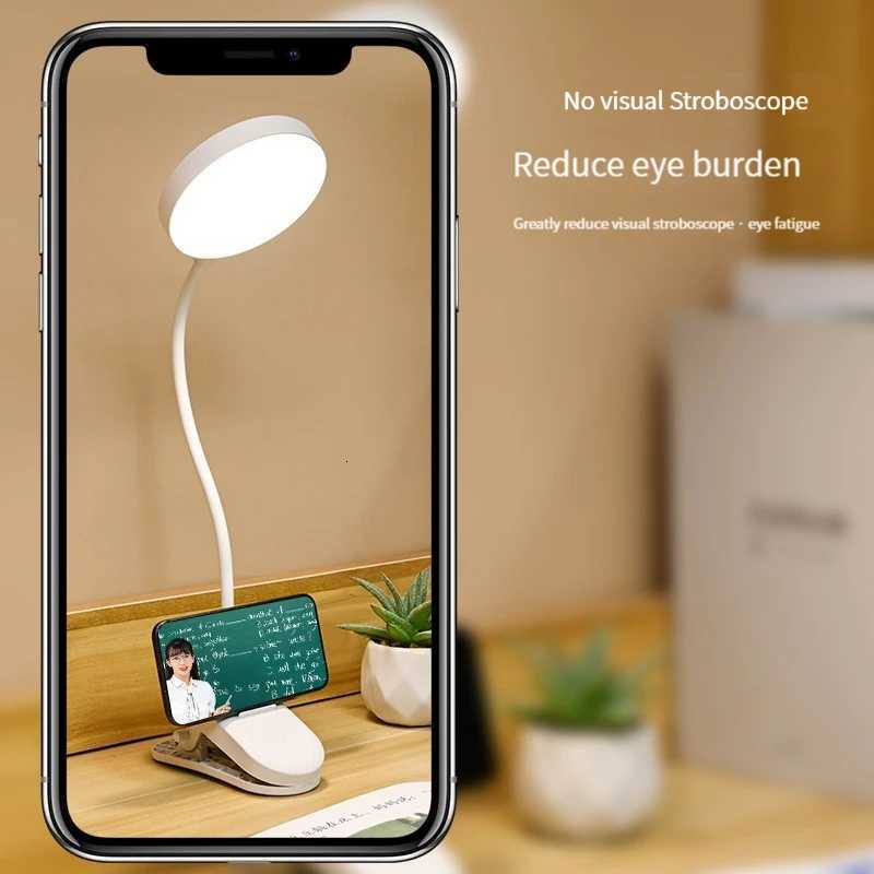 LED Plug-In Desk Lamp Adjustable Brightness Clip-On Standable Reading Study Bedroom Night Light with Flexible Gooseneck M251114