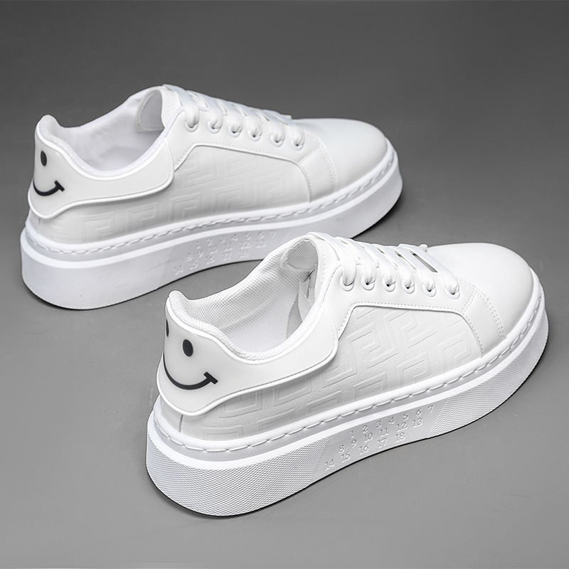Free shipping designer casual shoes men flat shoes trendy fashion comfortable thick soled height increasing flat shoes white
