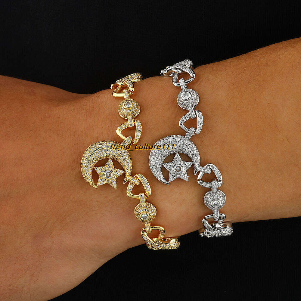 Hip hop 10mm Moon Star Light Premium Men's Moissanite Bracelet Accessories