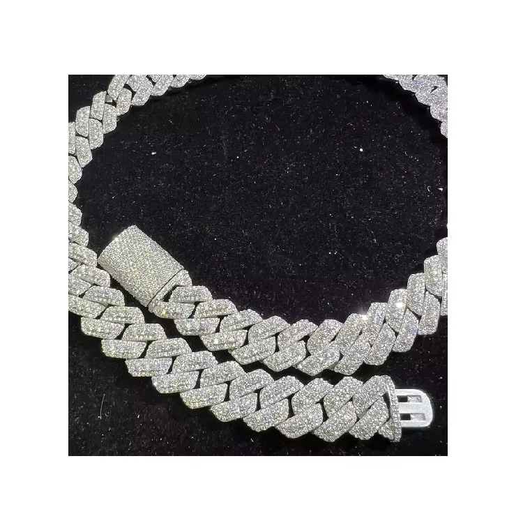 Manufacturer Direct Sales High Quality 18mm Cuban Chain Necklace for Women Moissanite Jewelry