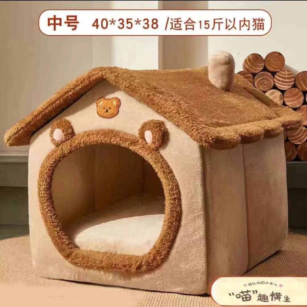 Source Factory House-Type Cat Detachable Washable Enclosed Warm Dog House Pet Nest Wholesale