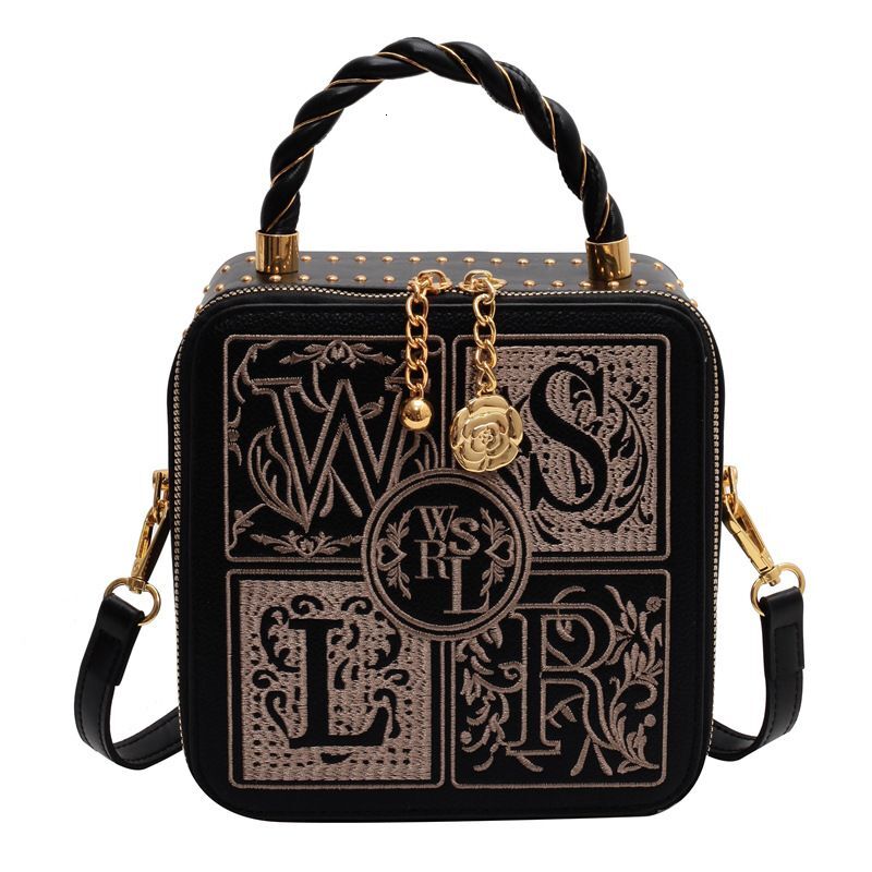 Design For Women New Women's Crossbody Popular Handheld Small Square Embroidered Box Bag