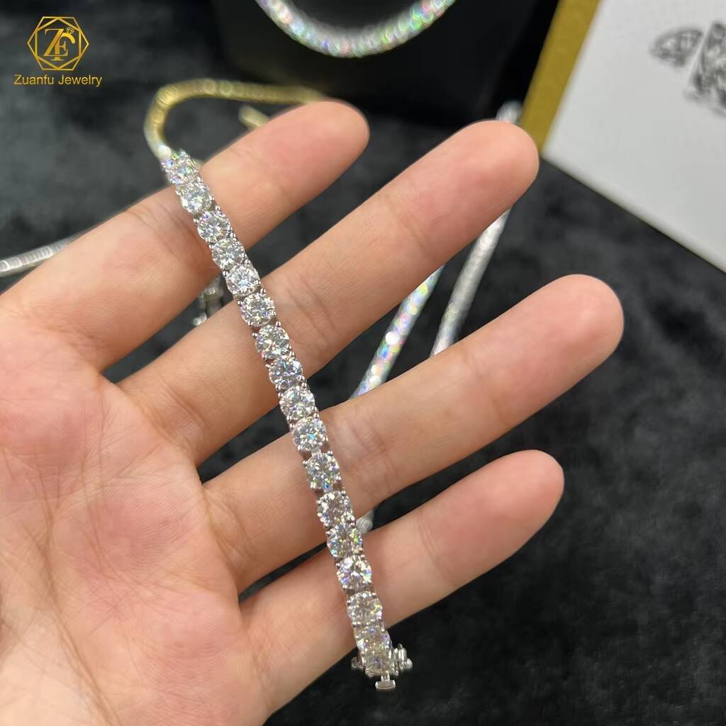Factory Price 3mm 4mm VVS DEF Moissanite Diamond Tennis Bracelet Silver 18K Gold Moissanite Chain Hip Hop Jewelry