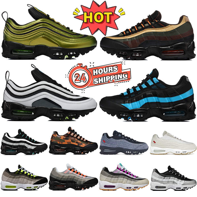 New 95s mens designer running shoes Feather Thunder Storm triple black white patent Metallic Sliver Grey Multi color outdoor low men women sneakers sports trainers