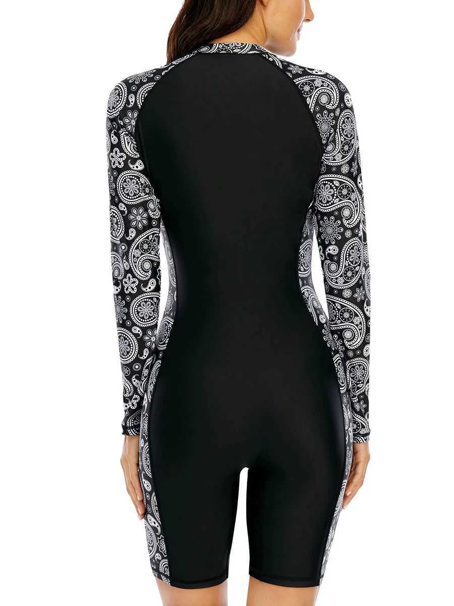 One Piece Long Sleeve Women Swimsuit Surfing Suit Beach Sporty Swimwear SunscreenNo built-in braW251113