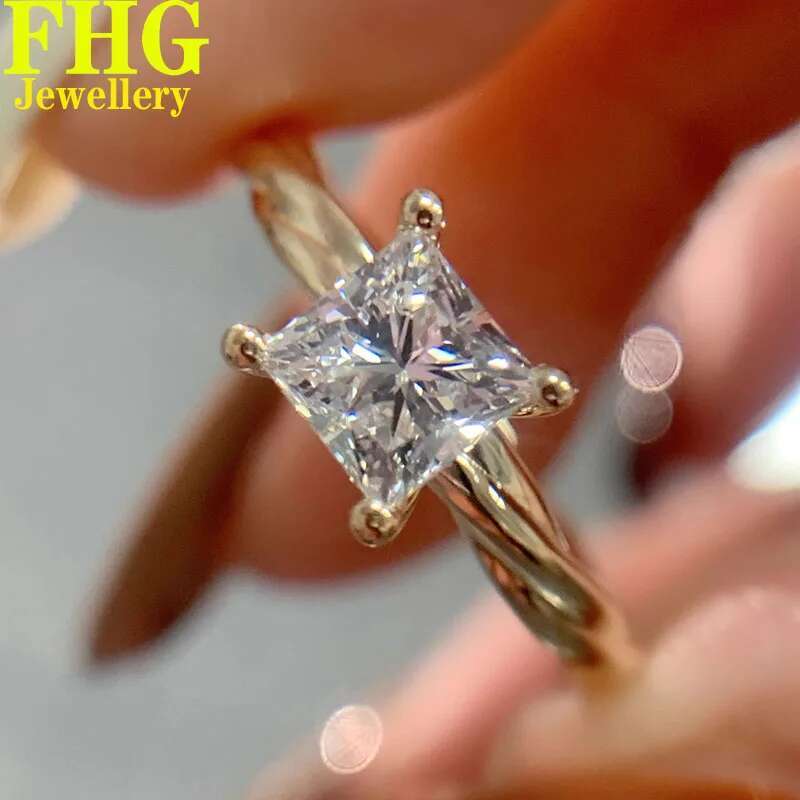 1 2 3 4 5 Carat Au750 18K White Gold Ring luxurious princess shape moissanite Diamonds Wedding Engagement Anniversary Gift Ring