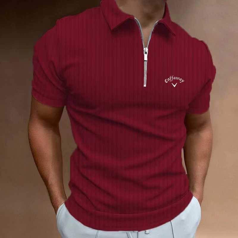 Summer high-quality polo shirt zipper striped mens polo shirt T-shirt W250414
