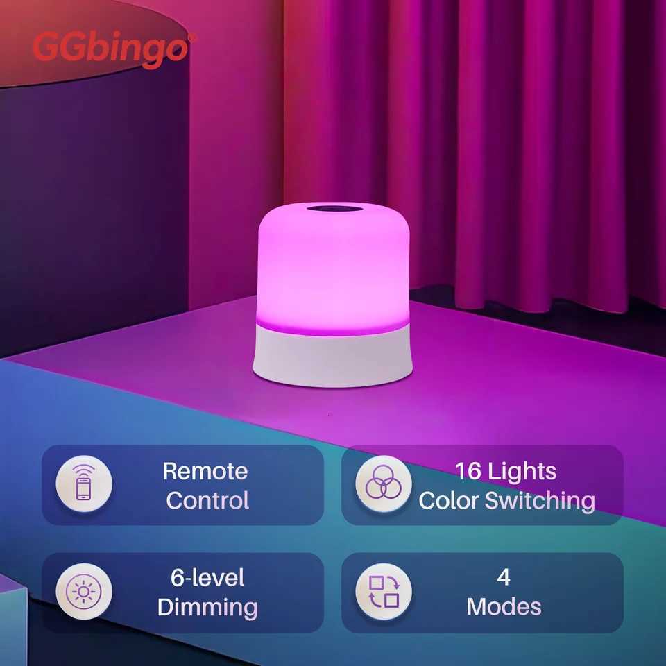 GGbingo Touch Night Light Rechargeable Remote Control Night Light RGB Dimmable Table Lamp Ambient Light for Bedroom Living Room M251114