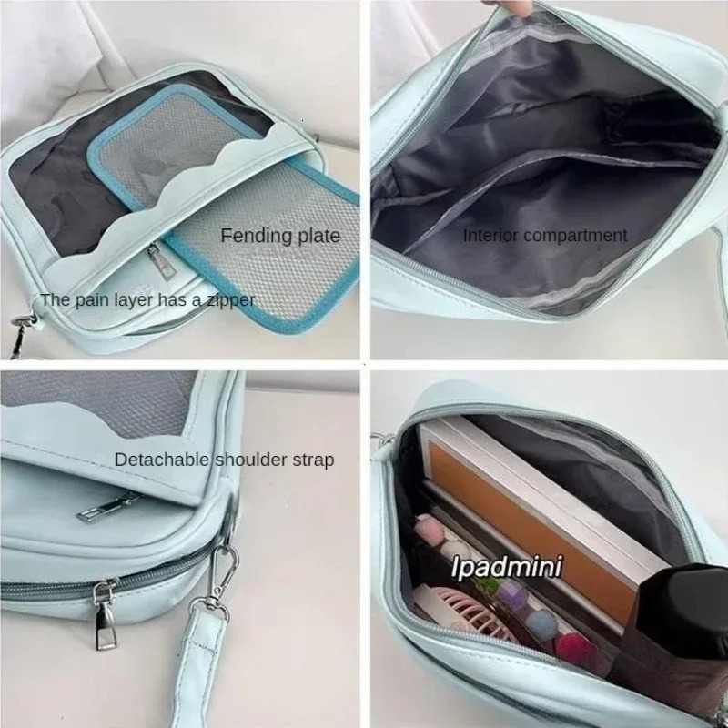 Japanese Harajuku Ita Bag for Women PU Transparent Pocket Itabag High School Girls Uniform JK Crossbody Shoulder Bag Handbags 250407