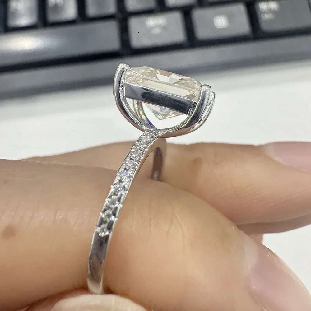 1/2/3/4Carat Radiant Cut Full Moissanite Engagement Ring for Women 925 Silver Hidden Halo Diamond Wedding Rings with Certificate