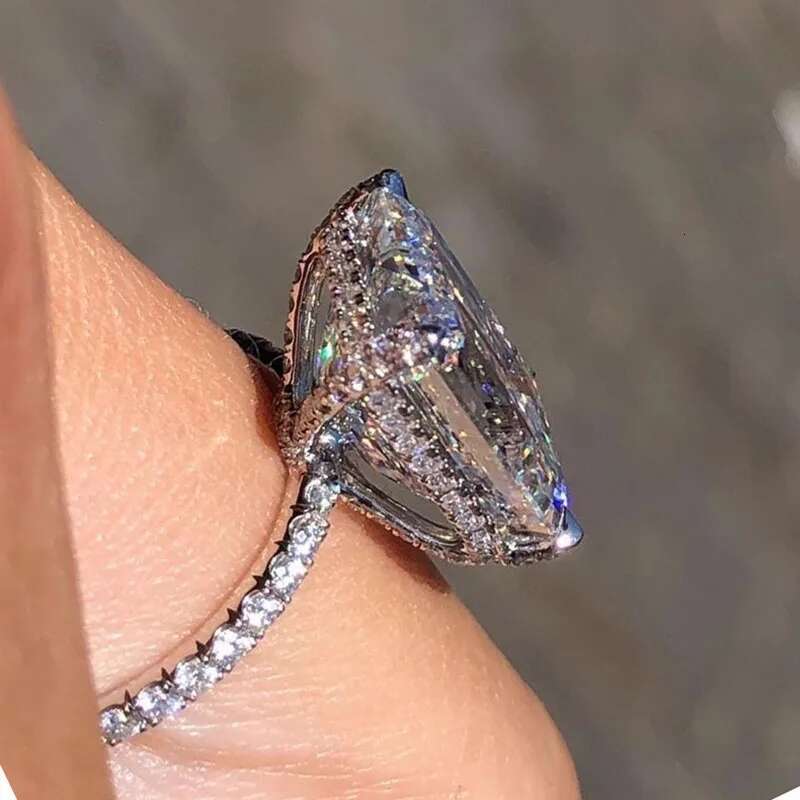 2 3 5 6 8 10 Carat Real Solid 18K White Gold Ring Pear shape moissanite Diamonds Women Wedding Party Engagement Ring Classic