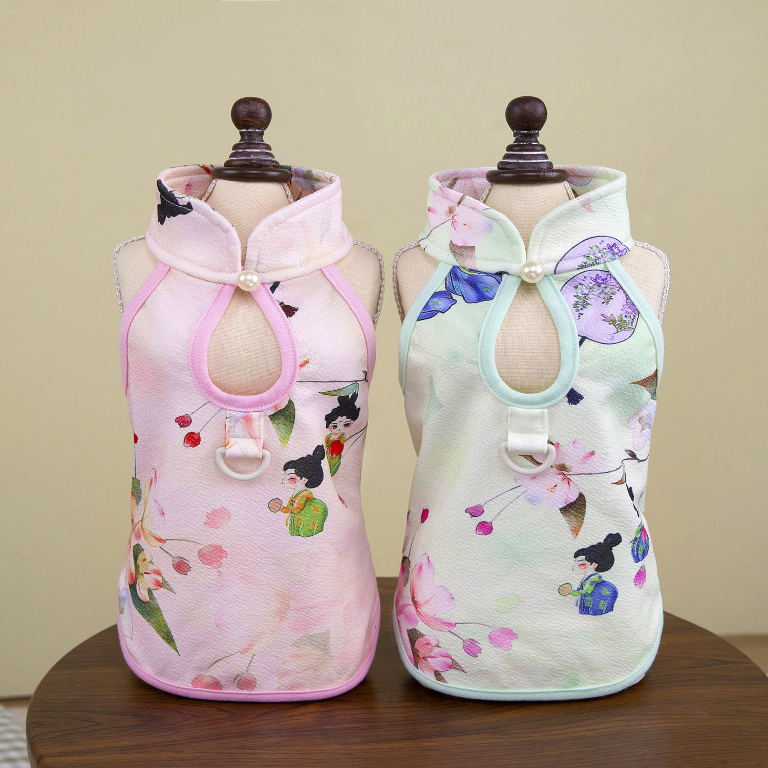 Elegant Dog Clothes Chinese Style Cheongsam Summer Dog T Shirt Soft Breathable Pet T-Shirts Dogs Sleeveless Vest Dog Apparel for Medium Small Dog XL A