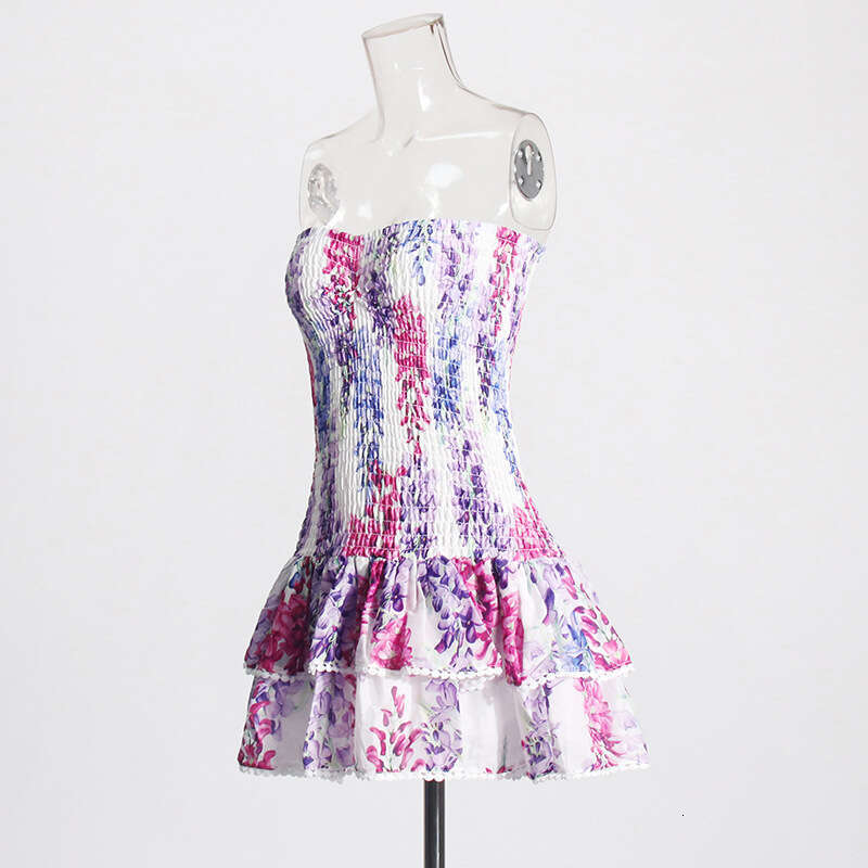 Designer Trendy High-End Slimming Strapless Skirt for Spring Summer 2025 Fashionable Print Design