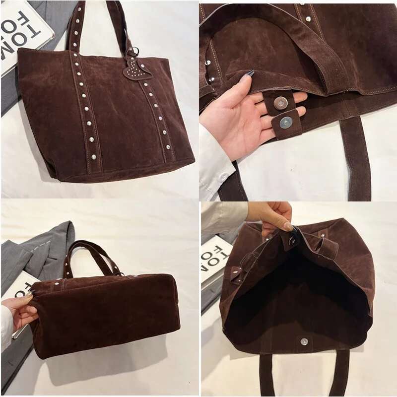 Deerskin Veet Leather Handbag High Quality Female Large Capacity Underarm Satchel Tote Bag Designer Women Shoulder Bags