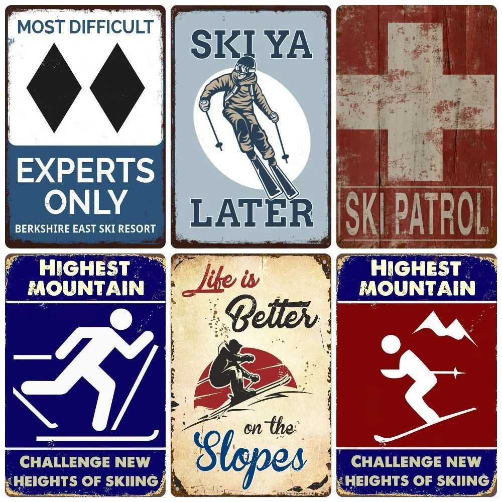 Vintage Ski Patrol Metal Poster Retro Apres Skiing Tin Sign Outdoor Winter Sports Ski Team Printing Decoration Plates WY262M251114