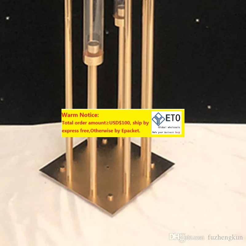 10 Heads Metal Candelabra Candle Holders Road Lead Table Centerpiece Gold Candelabrum Stand Pillar Candlestick For Weddin ZZ XJ260305