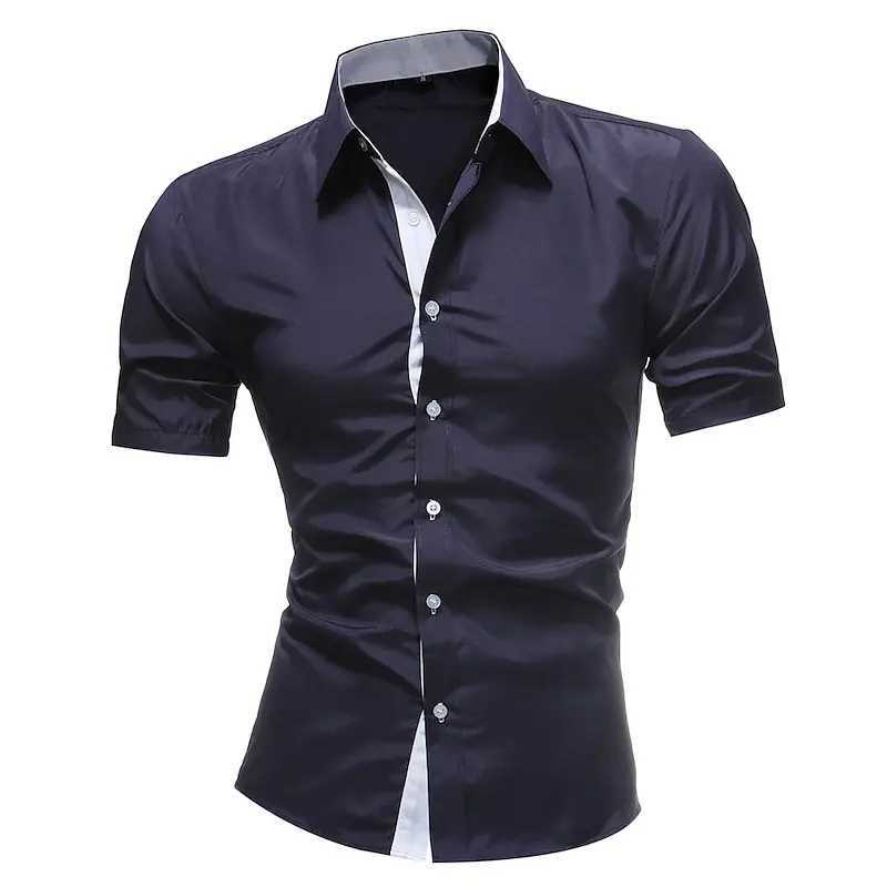 Mens casual business short sleeved Hawaiian mens T-shirt button fashion matching short sleeved XS-5XL European size W250414