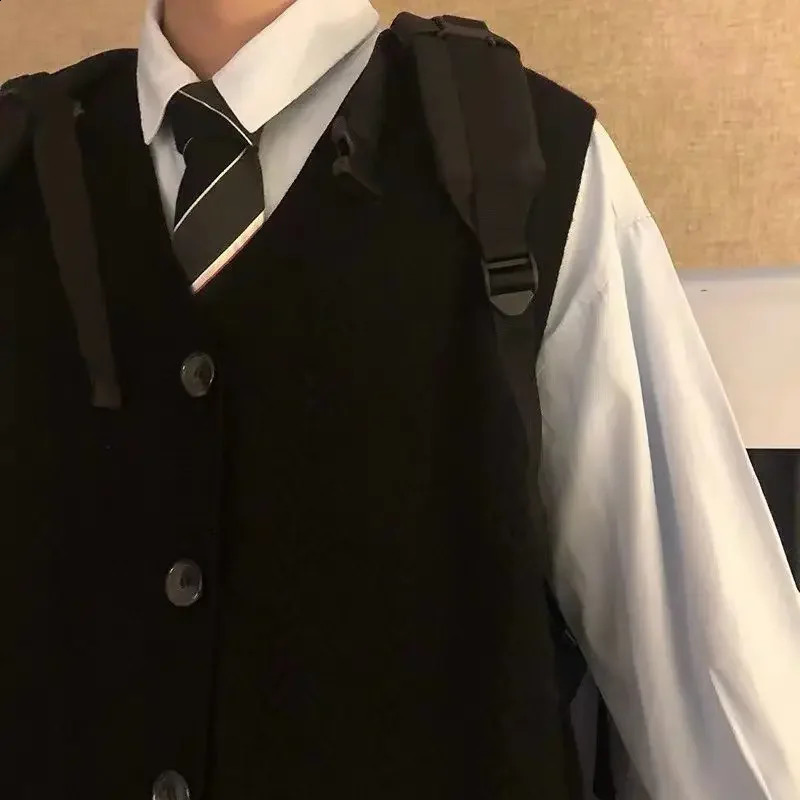 Mens sleeveless vest mens knitted sweater button up cardigan jacket largesized X top 250411Z