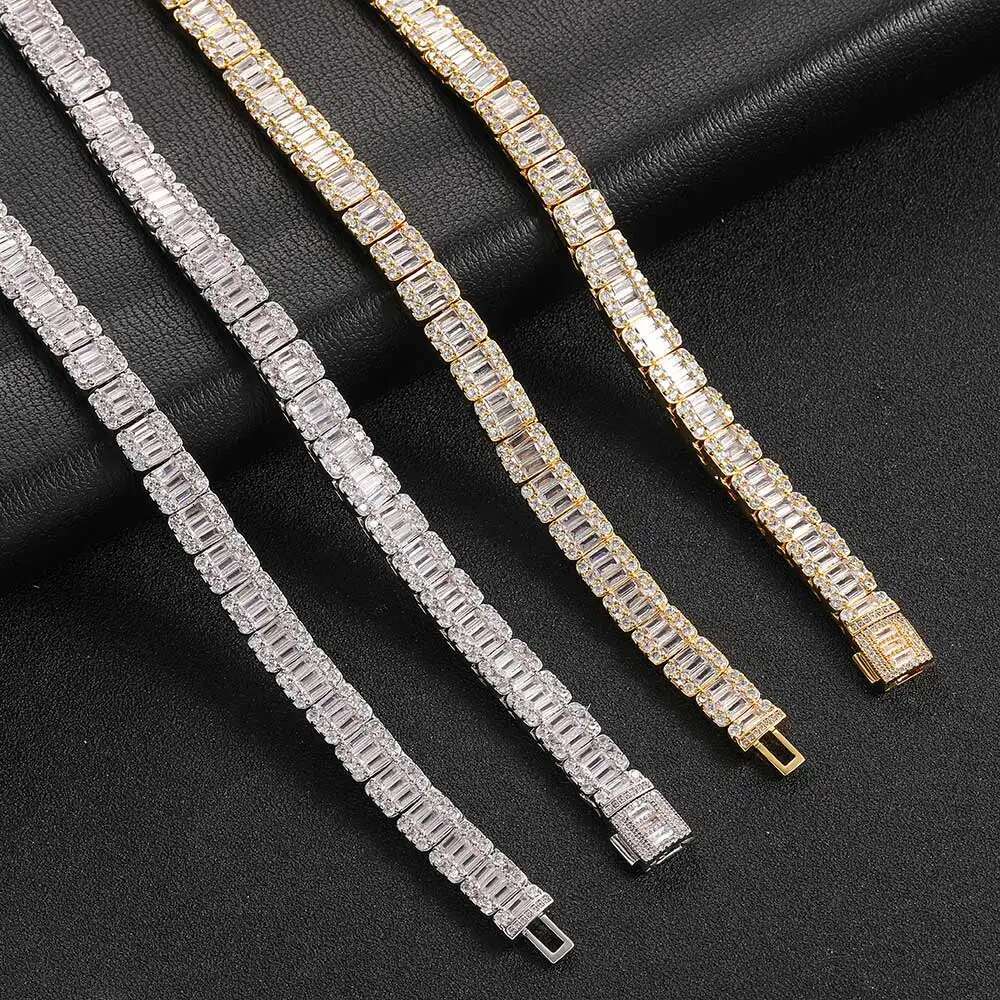 Hot style 8mm Luxury Rock Sugar Tennis Chain Miami Cuban Chain for Men Hip Hop Necklace