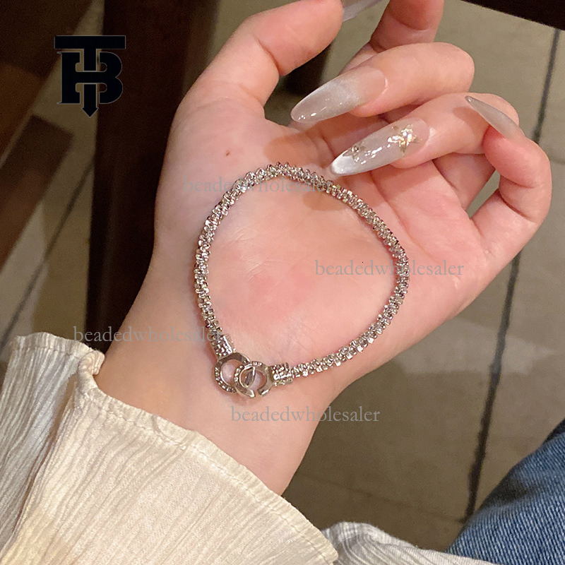 TB BHULAMTE Designer Fashion Unique Bracelet Broken Silver Double Ring Lock Personalized Necklace Luxurious And Versatile Handmade Women's Jewelr