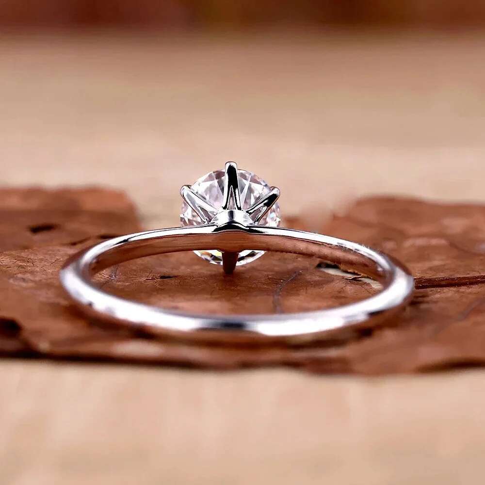 Moissanite Solitaire Engagement Ring 925 Sterling Silver with 18K Gold 3CT 6-Claw Round Diamond Ring Wedding Band for Women