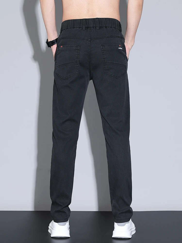 Business mens casual pants spring and summer thin Lyocell fashion ultrathin Trouser straight elastic office clothing 250414Z