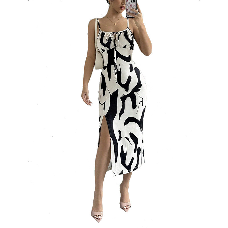 Dress 2025 Summer New Style Fake Sexy Strap Skirt with Split Step Skirt