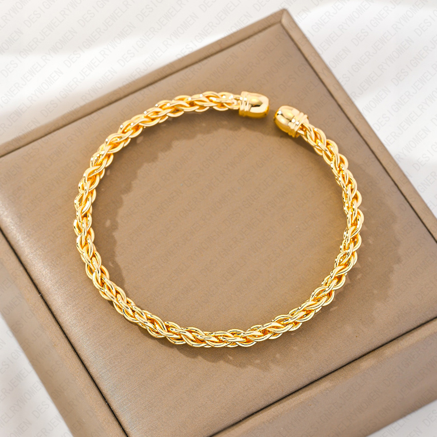 Designer Bracelet Bracelet for Women Twisted Flower Bracelets Gold Bangle Open Bangles Luxury Jewlery Designer for Women Elegant Timeless Gift Premium
