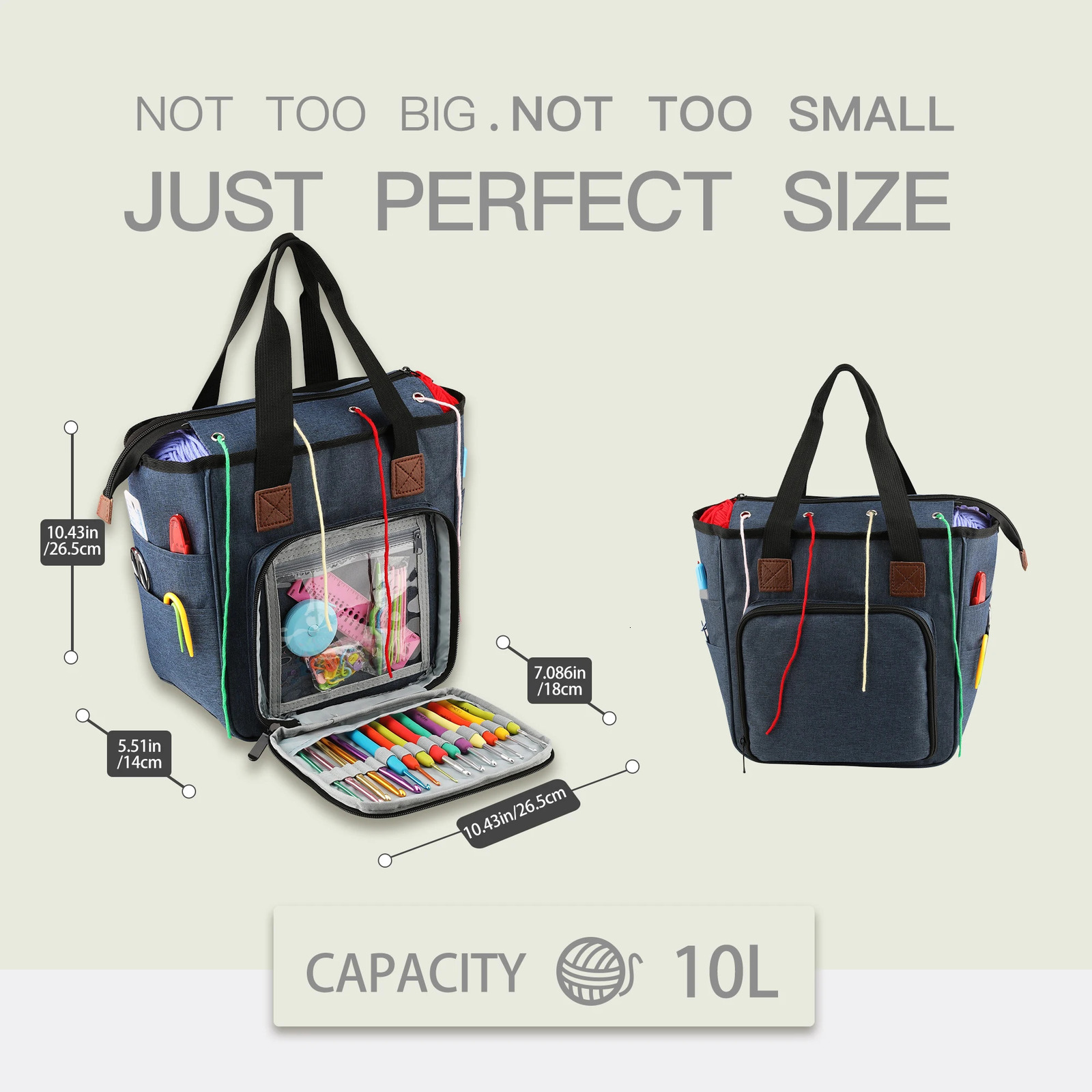 KOKNIT Knitting Tote Bag Yarn Storage Bag for Knitting Needles Crochet Hooks and Sewing Accessories DIY Sewing Kit Bag For Mom 250407