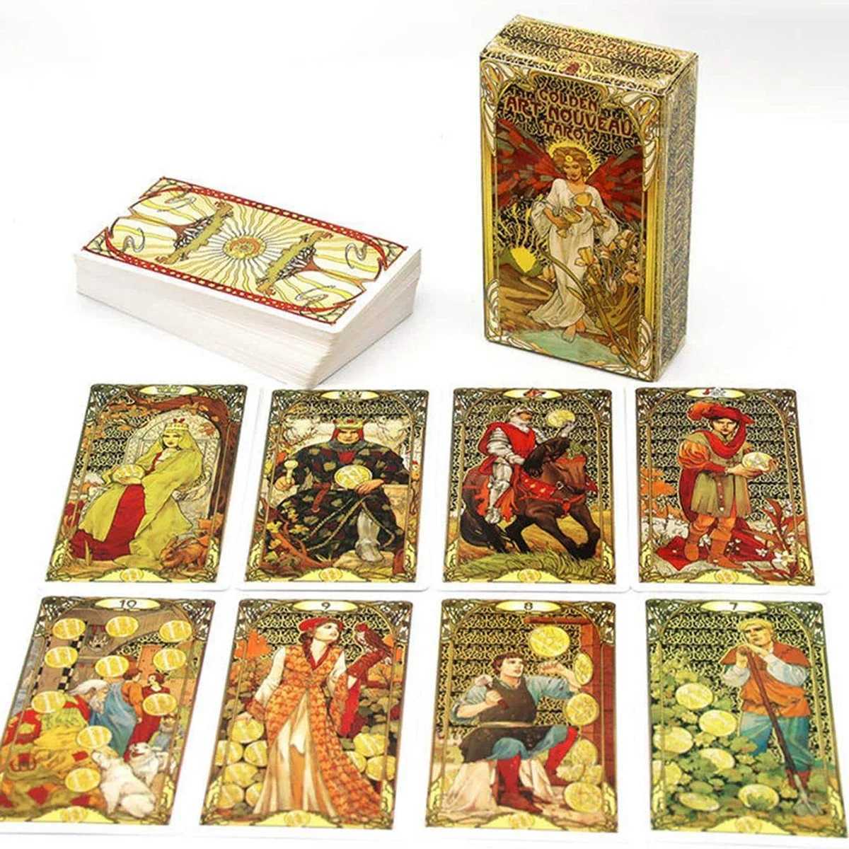 78pcs/Set-golden Art Nouveau Tarot tarot card board game Golden Art Unzipping card game C251114