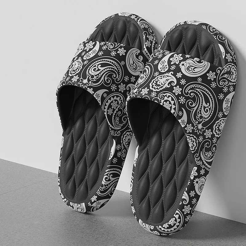 Plus Size 48 Graffiti Mens Slide Sole EVA Indoor Open Toe Flip Beach Slide Flat Shoes Printed Cartoon Slide W250414