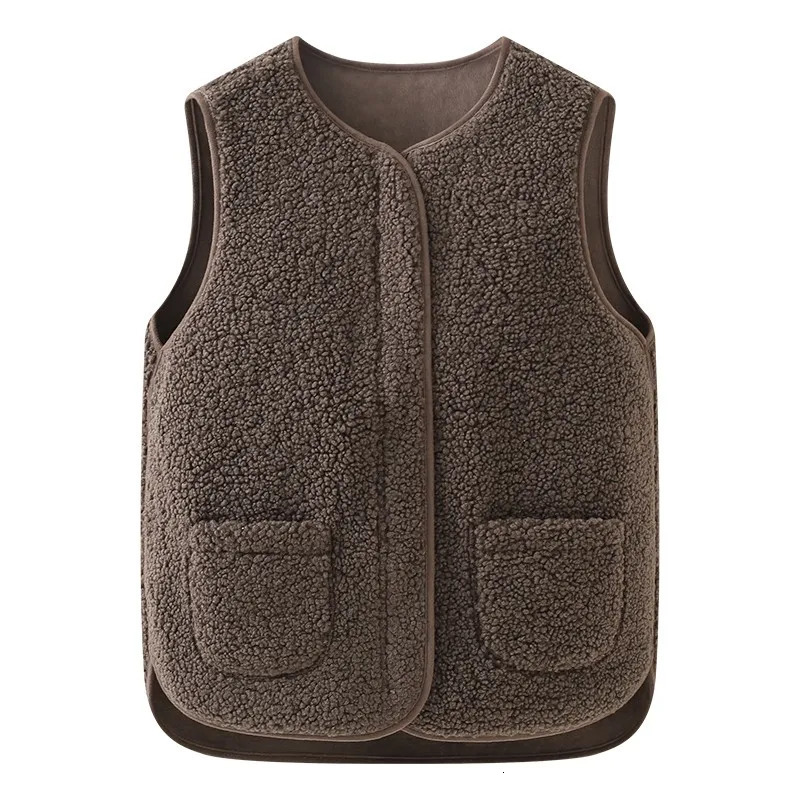 Womens Fleece Vest Fluffy Sleeveless ZipUp Patched Pocket Teddy Sherpa Jacket Winter Bodywarmer Ladies Casual Outfit 251113