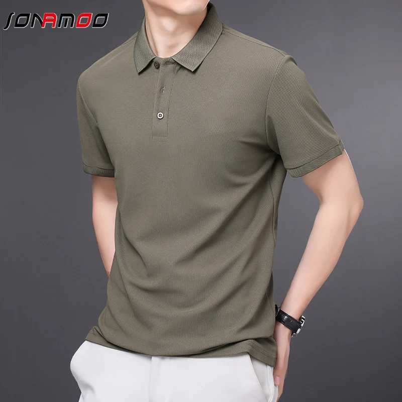 Mens solid color casual fashion short sleeved polo shirt summer comfortable top W250414