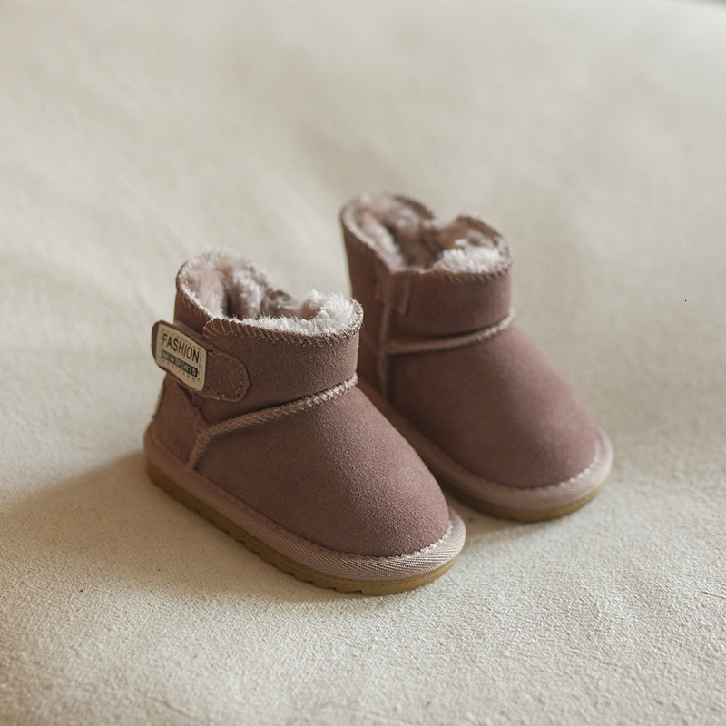 Winter Baby Snow Boots Warm Plush Leather Toddler Shoes Fashion Boys Girls Anti-slip Rubber Sole Baby Sneakers Infant Boots 241028
