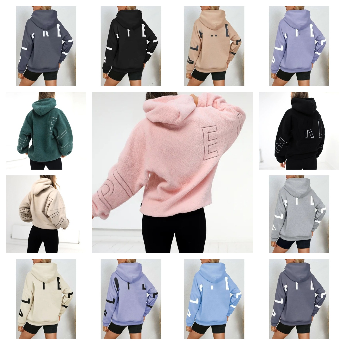 Women's Designer Polar Fleece Hoodie Casual Warm Granular Velvet Embroidery Pullover Baggy Fashion Versatile Letter Printed Chic Sweatshirt Autumn Winter