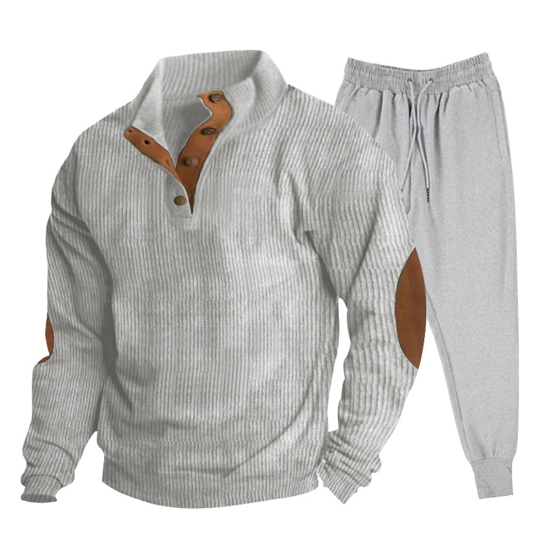 Hot selling spring and autumn European men's casual outdoor standing collar long sleeved hoodie sports pants set