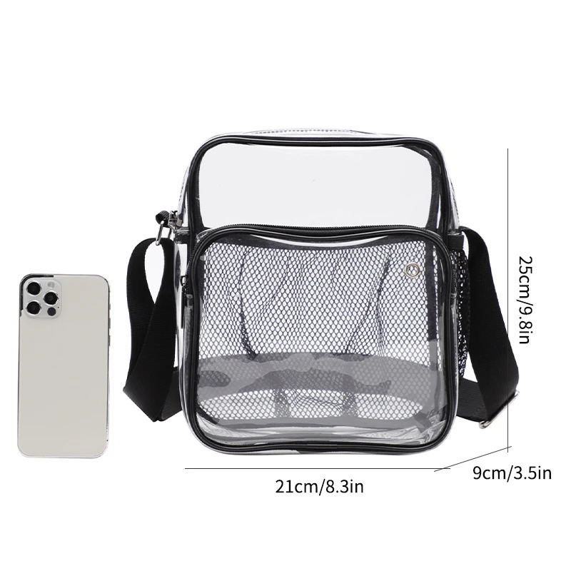 TINYAT Women Lightweight Mesh Strap Waterproof Transparent pvc Bags Put Lost Headphone Jack Umbrella Cell Phone 9.7 inch iPad 250407